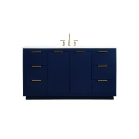 ELEGANT LIGHTING 60 in. Single Bathroom Vanity, Blue VF19460BL